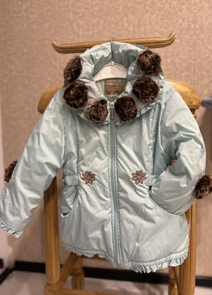 Зимова курточка на принцесу!!! 🥰 98-104 см. wojcik фірми… з натуральним мєхом!