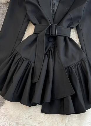 Сукня жакет чорна з поясом міні2 фото