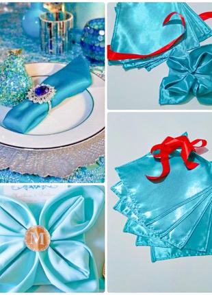 Шелковый набор декор стола салфетки мята