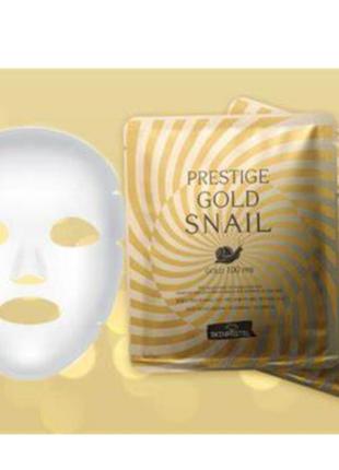 Тканинна маска для обличчя «золотий равлик» goshen skinpastel prestige gold snail mask1 фото