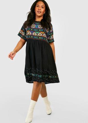 Короткое платье - туника в ретро*винтаж стиле boohoo(размер 14-16)1 фото