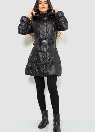 Куртка женская с поясом, цвет черный, 235r8032 фото
