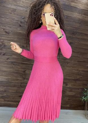 Женское трикотажное платье миди, теплое платье,женское трикотажное платье в рубчик,теплае...