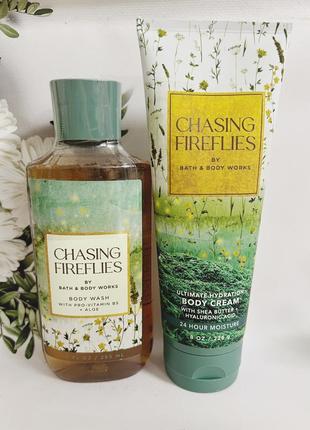 Набор гель+крем chasing fireflies от bath and body works