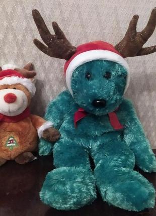 Іграшки м'які новорічні антистрес teddy ведмедики в червоній шапочці2 фото
