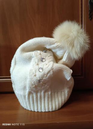 Шапочка зимняя с натуральным мехом1 фото