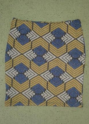 Стильная трикотажная юбка  с оригинальным принтом reserved, размер s/36.