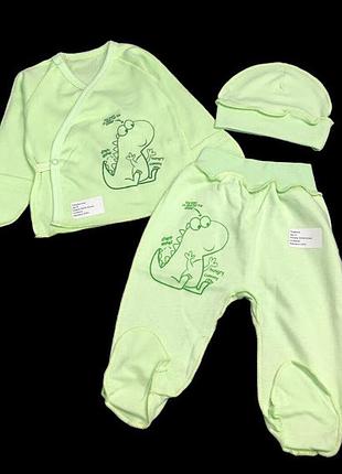 Комплект 3в1: льоля, повзунки, шапочка "принт", інтерлок тм "ua" (56-62 см) (сорочечка з повзунками та