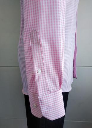 Новая мужская рубашка marks& spencer в клетку розового  цвета3 фото