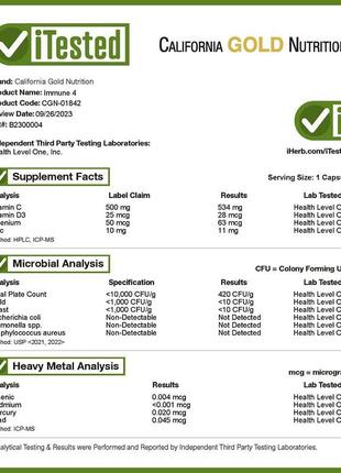 California gold nutrition immune 4 средство для укрепления иммунитета 60 вегетарианских  cgn-018425 фото
