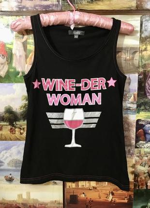 Черная майка wine-der woman3 фото