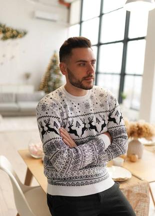 Новогодний свитер с оленями &lt;unk&gt; зимние свитера для женщин &lt;unk&gt; рождественский свитер для мужчин5 фото