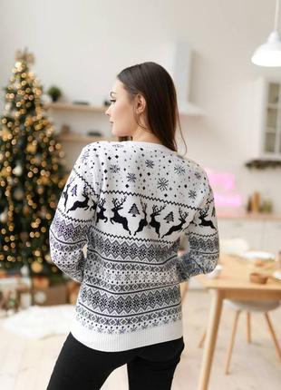 Новогодний свитер с оленями &lt;unk&gt; зимние свитера для женщин &lt;unk&gt; рождественский свитер для мужчин6 фото