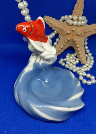 Винтаж! 🐠 золота рибка порцелянова статуетка срср коростень деколь сувенирная коростенский завод2 фото