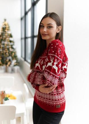 Новогодний шерстяной свитер с оленями &lt;unk&gt; зимние свитера для женщин &lt;unk&gt; рождественский свитер для мужчин5 фото