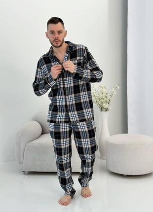 Котонова чоловіча піжама в клітинку