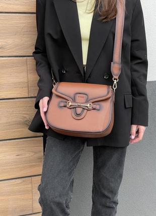 👜скидка до 15.12👜 изысканная фирменная коричневая женская сумочка с двумя ремешками gucci