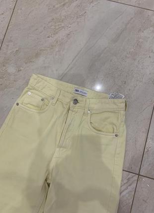 Женские джинсы zara свет желтые штаны2 фото