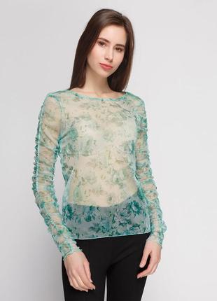 Блуза сетка полупрозрачная в цветы бренда zara,р. м