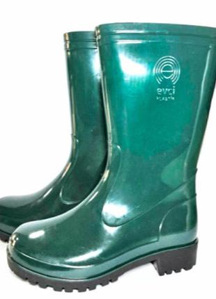 Сапоги универсальные (rain boots) размер 39 зелёные высокие