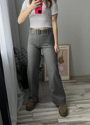 Прямые серые брюки брюки базовые классические6 фото