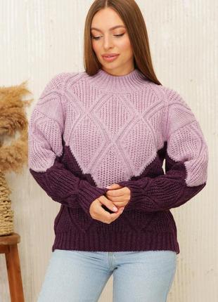 Комбінований красивий жіночий светр (3 кольори)3 фото