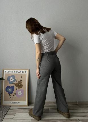 Прямые серые брюки брюки базовые классические3 фото