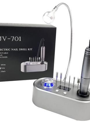 Фрезер для манікюру nail drill uv-701 40 000 об/хв стильний апарат манікюрна машинка для нігтів з ліхтарем