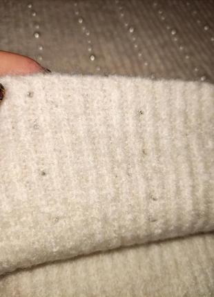 Зимний теплый свитер с жемчужинами вязаный свитер с рукавами фонариками4 фото