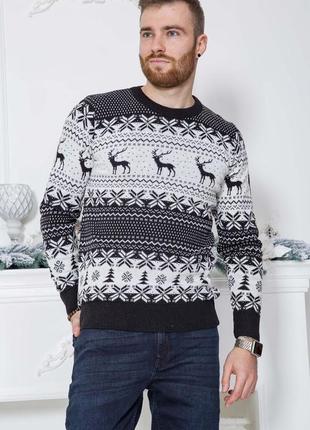 Стильный свитер с принтом олени с орнаментом кофта