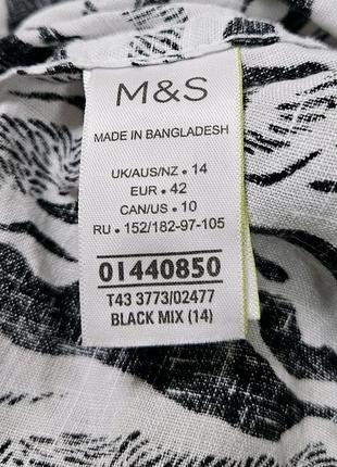 Сорочка принтована чорно-біла з льону marks&spencer оверсайз7 фото