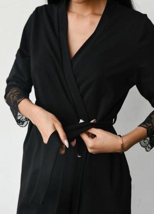 Халат + нічна сорочка для вагітних та годування, чорний5 фото