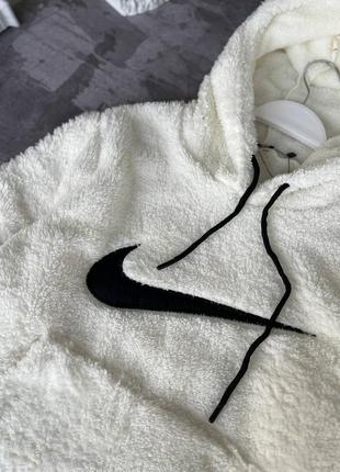 Чоловіче плюшеве оверсайз худі nike білого кольору2 фото