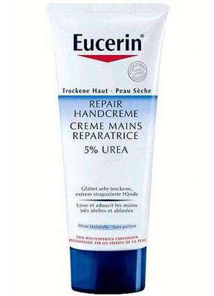 Крем для рук eucerin 63382 urea 5% repair plus увлажняющий для сухой кожи, 75 мл урея плюс