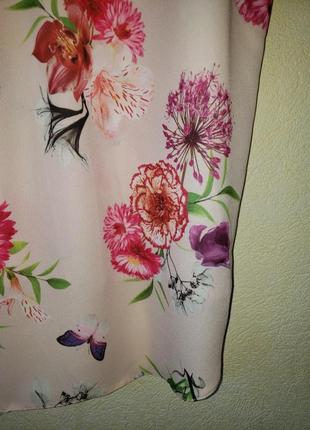 Пудровая блуза с удлиненной спинкой и цветочным принтом george 24 uk3 фото