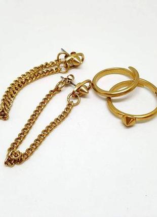 Набор: два кольца и серьги-цепочки pilgrim дания ювелирная бижутерия
