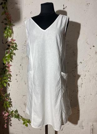 Простое белое платье с карманами 🌩️ florence &amp; frad 🌩️ англия, р. 462 фото