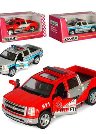 Автомодель металева chevrolet silverado firefighter kinsmart kt5381wpr червона