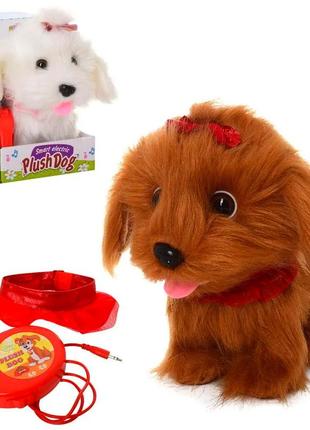 Інтерактивна іграшка "собачка на повідці" plush dog mp 0209 коричнева