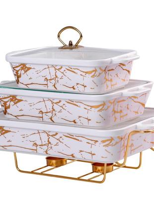 Блюда для запекания прямоугольные с крышкой от 1.8 л до 1 л набор форм для запекания из 3 шт