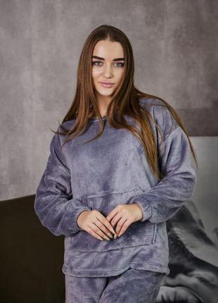 Жіноча піжама махрова тепла домашній костюм р. s,m,l,xl