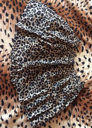 Юбка плиссе обемная леопард