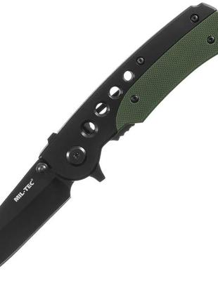 Спасательный складной нож для выживания mil-tec one-hand black olive 15305000