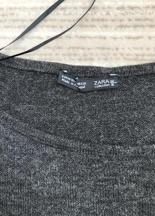 Стильный темно-серый меланжевый джемпер с воланами на рукавах zara7 фото