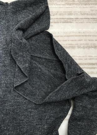 Стильный темно-серый меланжевый джемпер с воланами на рукавах zara9 фото