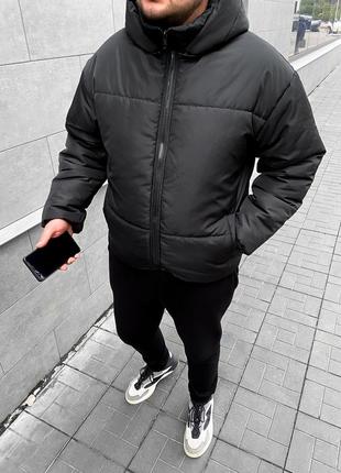 Куртка зимняя мужская оверсайз со съемным капюшоном6 фото