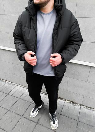 Куртка зимняя мужская оверсайз со съемным капюшоном7 фото