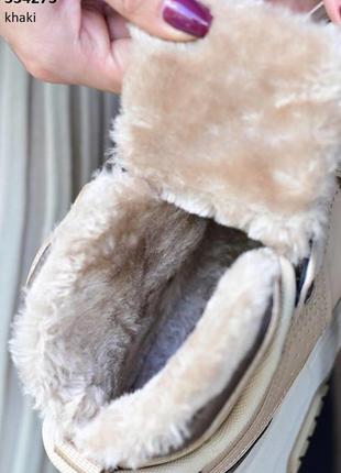 Женские теплые зимние бежевые кроссовки-ботинки на меху 36рр5 фото