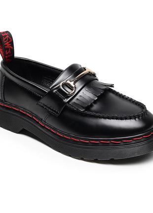 Лоферы dr. martens adrian red stitch leather