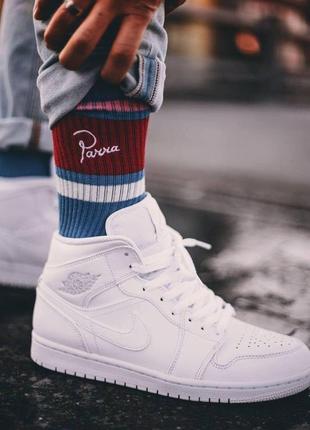 Кроссовки nike air jordan 1 mid triple white7 фото